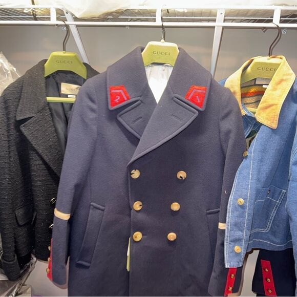 Gucci Navy Double Breasted Coat - Picture 6 of 12